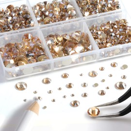 Beadsland Flatback Nail Rhinestones,Golden Shadow,Mixed 10 Sizes 8300PCS