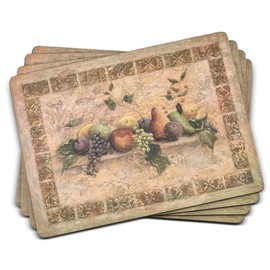 Pimpernel Tuscan Palette Placemats – Set of 4 Cork-Backed Table Mats with Rustic Mediterranean Art, Heat Resistant & Easy to Clean for Everyday Dining & Special Occasions