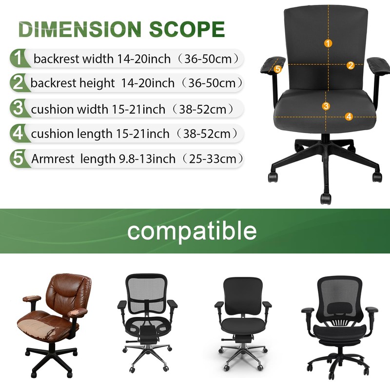 Tallew 4 Pcs Office Chair Covers Set Computer Universal Protective
