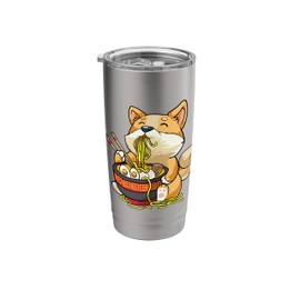 Corgi-Dog Eating Bowl of Ramen Pho Noodle Soup Japan Kawaii Stainless Steel Insulated Tumbler