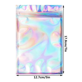 100 Pieces Resealable Smell Proof Bags, Flat Clear Food Storage Bags Pouch Aluminum Plastic Packaging Bags, Rainbow Color (5x7inch)