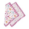 Bacati - Muslin 2 Pack Security Blankets Little Dino (Pink/Orange/Aqua)