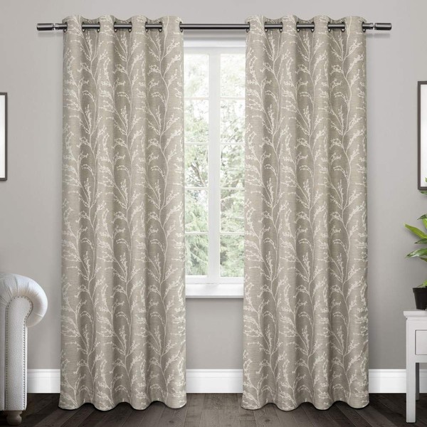 Exclusive Home Kilberry Woven Room Darkening Blackout Grommet Top Curtain Panel Pair, 52"x108", Dove Grey