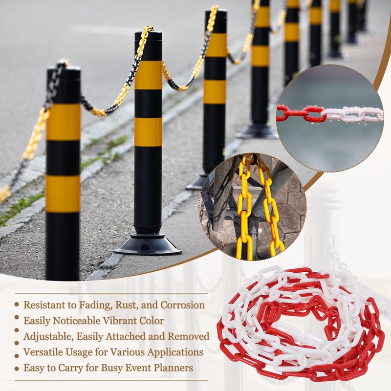 MECCANIXITY Plastic Chain 20 FT/6.1 M, Safety Chain Red White