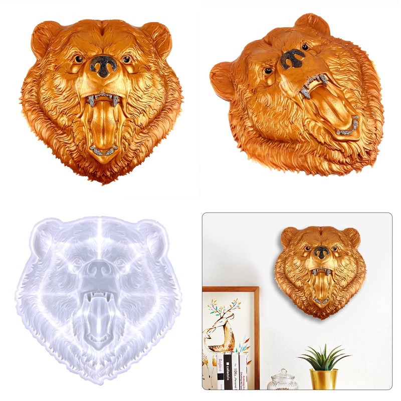 BOGEEL Animal Resin Epoxy Molds Wild Bear for Head Silicone