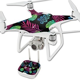 MightySkins Skin Compatible with DJI Phantom 4 Quadcopter Drone wrap Cover Sticker Skins Neon Tropics
