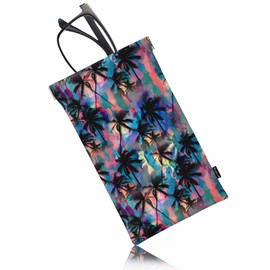 Beabes Leather Glasses Case Palm Tree, Tropical Palm Leaves Camouflage Squeeze Top Sunglass Case Portable Eyeglass Pouch Travel Glasses Cases For Pens Phones Cosmetics