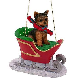 Conversation Concepts Yorkshire Terrier, Puppy Cut, Sleigh Ride Ornament