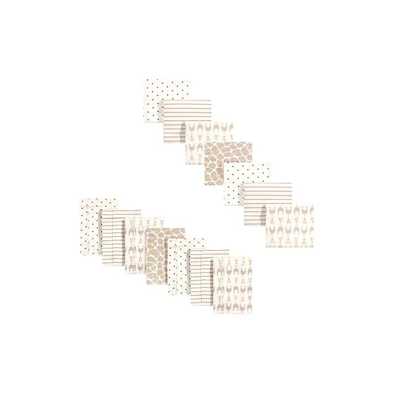 Paños Franela Algodón Unisex Bebé 14 Piezas - Jirafa Neutra