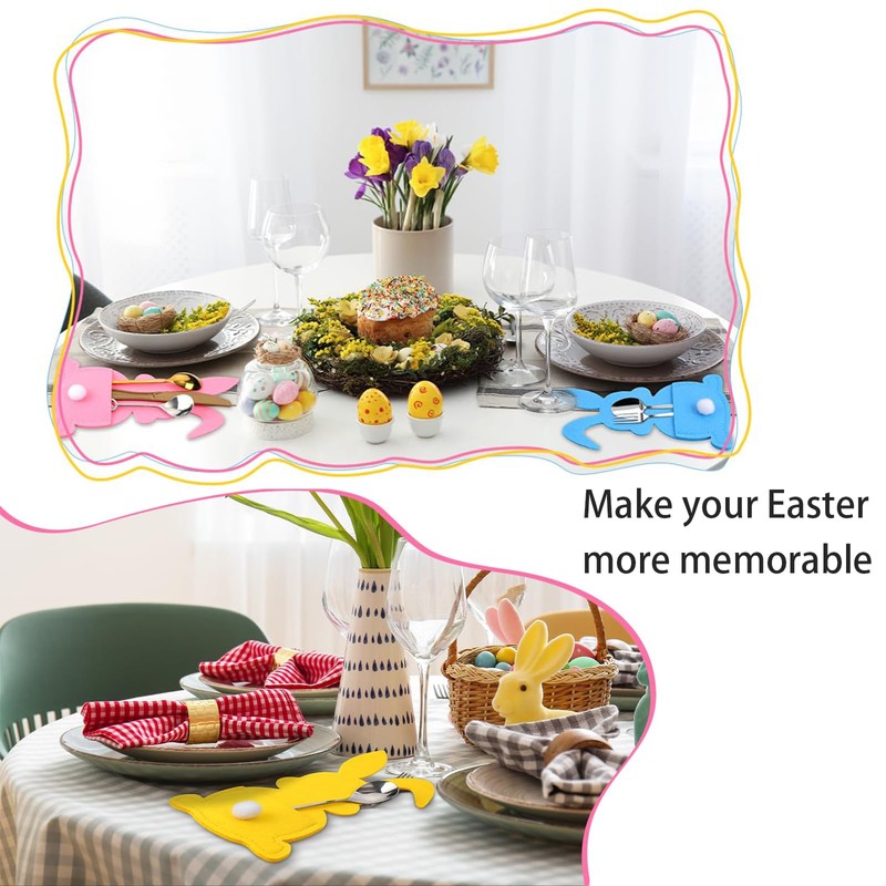 12 Pcs Easter Bunny Utensil Cutlery Holders Bunny Rabbit Shape