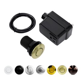 Garbage Disposal Switch, Cordless Air On Off Kit for Food Waste Disposer, Brushed Gold, SHORT 2.5" Sink Top Push Button by CLEESINK