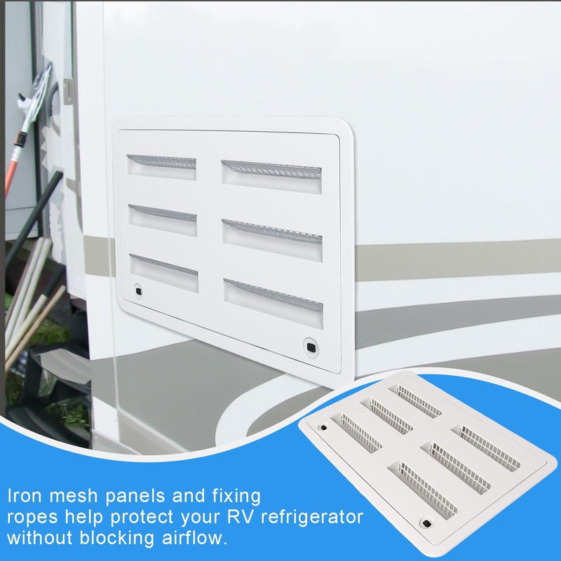 RV Refrigerator Lower/Upper Mount Vent Cover with Screen, 23-1/8" W