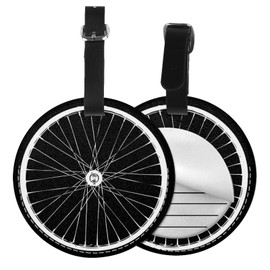 Bicycle Wheel Cycling Luggage Tags for Suitcases, Pu Leather Baggage Tags Identifiers for Travel, Name Id Label for Baggage Bag Women Men