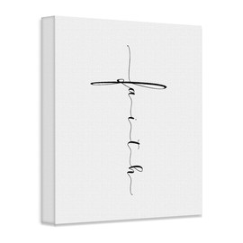 Faith Cross - Minimalist Handwritten Inspirational 28x36 Stretched Canvas, Christian Wall Art, Bible Verse Artwork, Black & White Typography, Religious Wall Decor for Prayer Room, Bedroom, Office