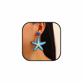 Youzealou Statement Earrings | Starfish Earrings | Hypoallergenic | Cute | Beach Jewelry | Vacation Jewelry For Women (blue)