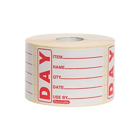 Prepped Product Labels - Roll of 500 (Used to identify discard dates for prepped foods to improve health and safety in the kitchen. When filled in correctly the label will allow quick detection of unsuitable products. Supplied in rolls of 500. Label size