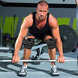 AQF - Vendas de rodilla para levantamiento de pesas, aprobadas por IPL y USPA, soporte de rodilla para gimnasio, resistentes de 78 pulgadas, correas e