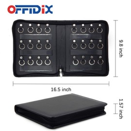 OFFIDIX Portable Zippered Key Case, Leather Key Organizer, Portable Manager and Landlord Key Holder Key Cabinet with 24 Key Hooks for Real Estate Agent, Hotel Manager