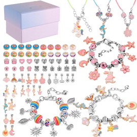 Bracelet Making Kits for Girls - Jewellery Making Kit, DIY Charm Beads for Bracelet Necklace Making Set Arts and Crafts for Kids, Birthday Presents Gifts for Teenage Girls Age 5 6 7 8 9 10 12 Year Old