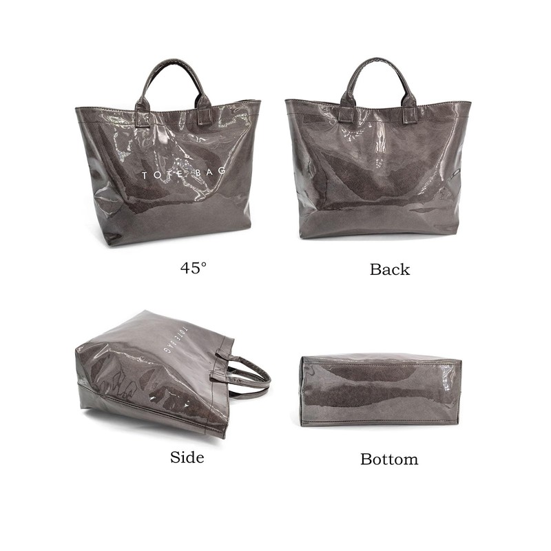 LuxMall Trendy PVC Tote Bag for Women, Kraft Paper The