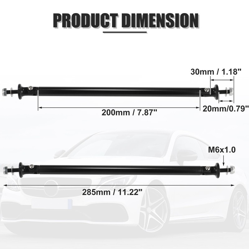 MACHSWON 2pcs Front Rear Bumper Lip Splitter Strut Rod Adjustable