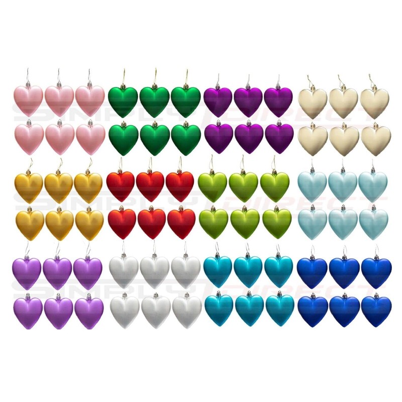 6pc Large Heart Xmas Baubles (Matte) - Great Christmas Tree