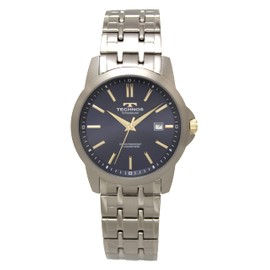 Technos T9B75IN Date Titanium Men's Wristwatch, Silver, blue, Bracelet Type