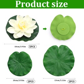 WJMY Artificial Water Lilies Set for Pond, 5 Pieces Artificial Water Lilies (10 cm) + 4 Pieces Artificial Lotus Leaf, Floating Pond Decoration, Mini Pond Decoration for Home Ponds, Streams, Aquariums