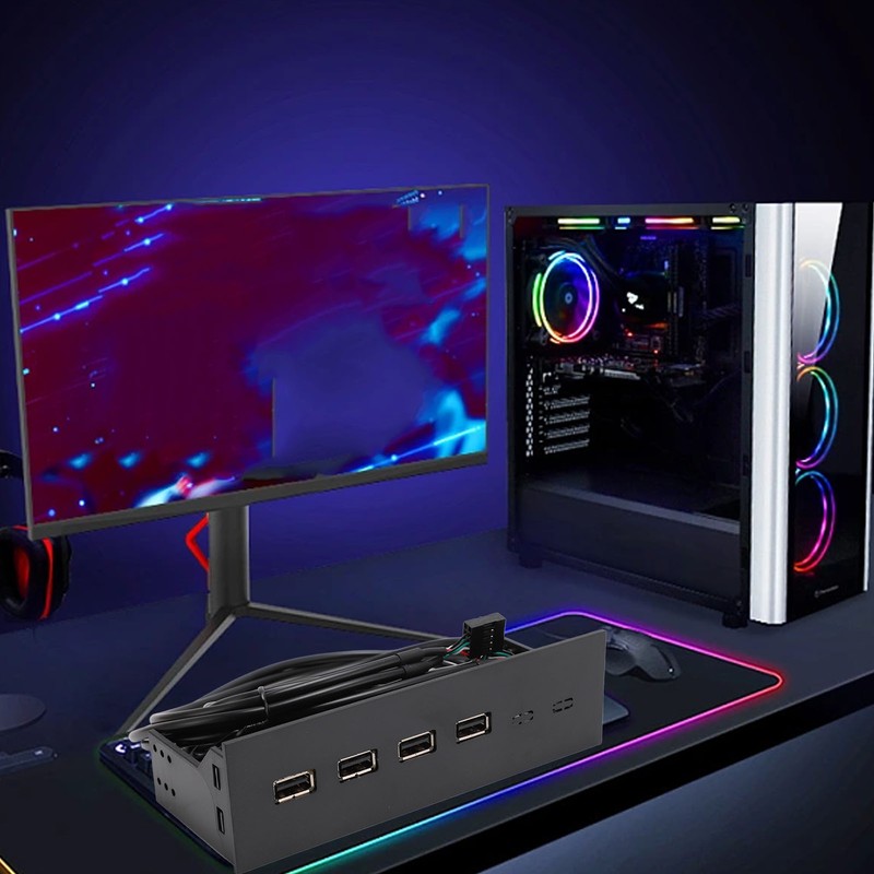 USB Front Panel Hub 5.25in 4 Ports High Speed Stable