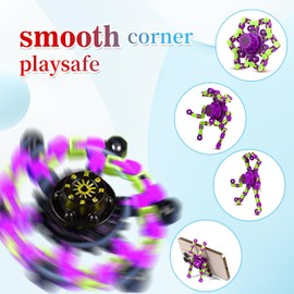 Easter Basket Stuffers for Kids, 4PCS Transformable Fidget Spinners for Kids and Adults, Stress Relief Sensory Toys Fingertip Gyros Easter Birthday Party Favors for Boys and Girls (PurpleGreen)