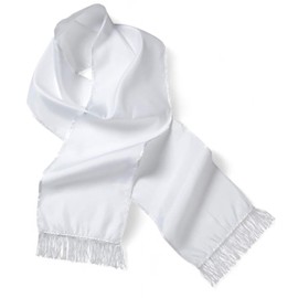 1920's Gangster White Scarf with Tassels 20's Gatsby Mafia Long Shawl Theme Party Fancy Dress Costume Accessory for Men Women
