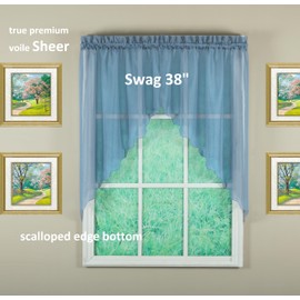 Today's Curtain Emelia Original Voile Swag Pair 38", Wedge Blue, 60" W x 38" L