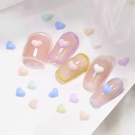Colorful Heart Nail Charms Valentinese Day Heart Nail Charms 3D Mixed Color Heart Nail Supplies Love Hearts Crystal Jewelry Diamonds Nail Accessories for Women Craft DIY Manicure Decoration 100PCS