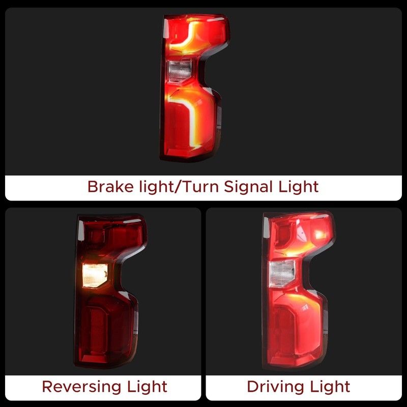 PARTREE Tail Light Assembly Compatible with 2019-2023 Chevy Silverado 1500