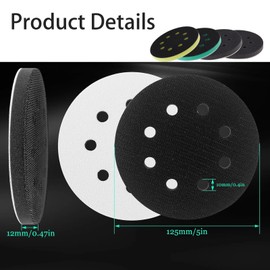 4Pcs 125mm 8 Holes HookPolishing Pads, 5 Inch Orbital Sander Discs, Sanding Sponge, Polishing Pads for Drill, Buffing Pads for Drill, Soft & Hard Sponge Discs, Impact Resistant Low Noise