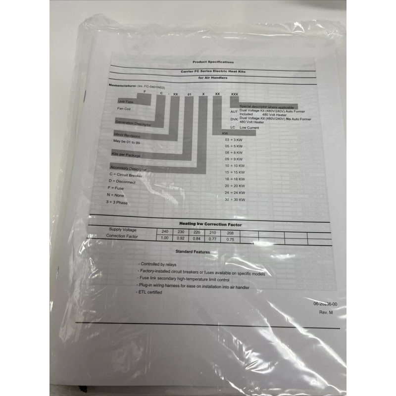 TUTCO Electric Heater, FC-0501N05LC, 81-20435-01, 208/240V, 3.3/4.4kW, 1P, 16A