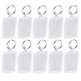 VASANA 25PCS 4cm x 5.5cm/1.57 x 2.16Clear Acrylic Blank Passport Photo Inserts Split Keychain Keyrings Wallet Friendly Picture Frame Key Ring for Women and Men