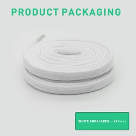 UamGlsob 5/16" Flat Cotton Shoe Laces for Sneakers, Wide Replacement Shoe Strings Premium Shoelaces for High Top Athletic Shoes (White,47"/120cm)