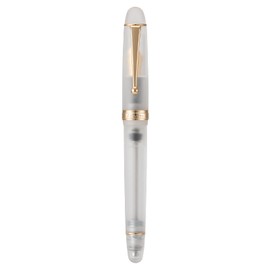 Asvine V126 Vacuum Filling Fountain Pen Gold Plated Fine Point, Frosted Transparent Clear Acrylic Pen Gift Case