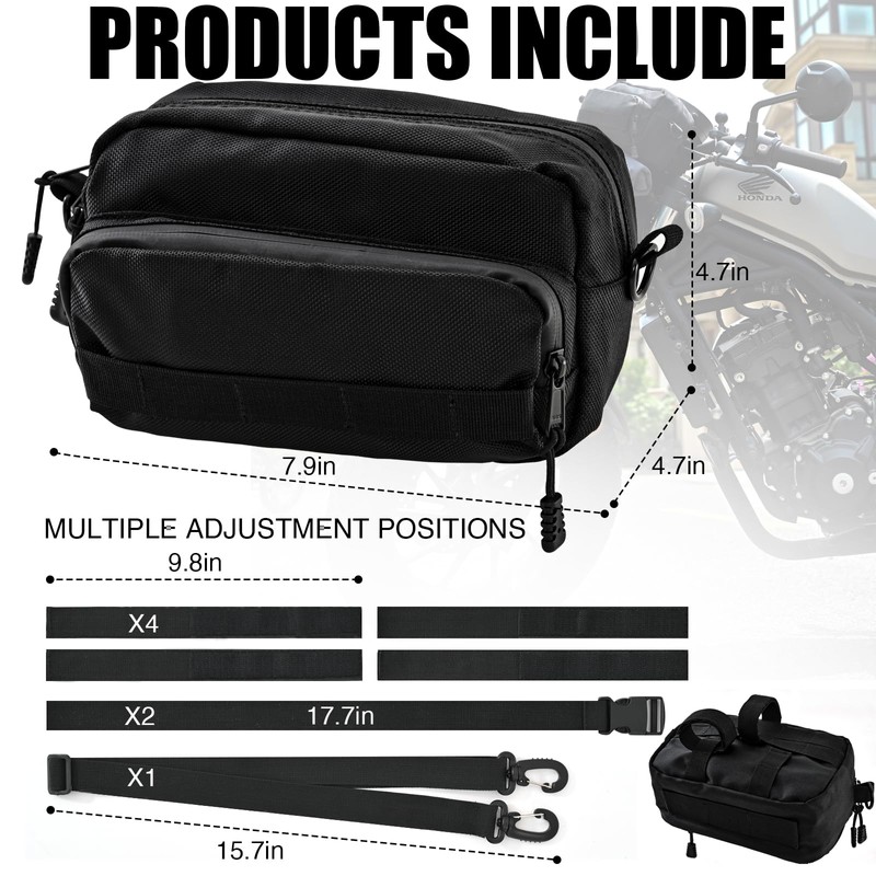 SANDEYISS Motorcycle Handlebar Bag,Easy Installation Motorcycle Bag,Universal Handle Bar Bag,Multi-Purpose