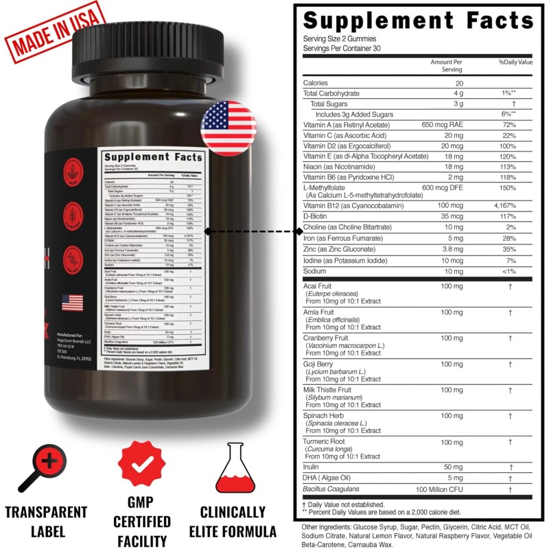 Livmaxn Cheat Death, 20-in-1 Multivitamin Raspberry Lemon 60 Gummies ~