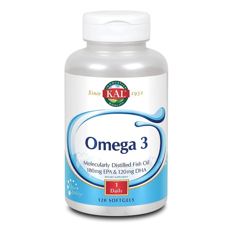 Kal Omega-3 Fish Oils 1000 Mg 120 Softgels Sabor Sin