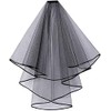 METEMEI White Double Ribbon Edge Center Cascade Bridal Wedding Veil
