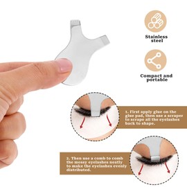 Lash Lift Comb, Reusable Metal Y Eyelash Comb Stainless Steel Eyelash Perming Brush Lash Lift Tools Eyelash Curlers Eye Makeup Tool Eyelash Separator Tool for Lash Grafting, Eyelash Extension - Silver