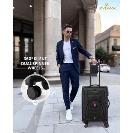 Carry On Luggage 22x14x9 Airline Approved, 22-Inch Suitcases with Spinner Wheels, Softside Carry-on Luggage with TSA Lock for Men Women Business Trip, Lightweight Large Capacity Luggage for Travel