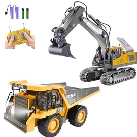 Remote Control Digger,Toy Digger Remote Control Digger Excavator Toys,Engineering Sand Digger Construction Vehicle Toy RC Excavator Toy Cars for Kids:_Excavator+Dump Truck