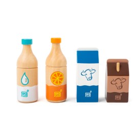 Small Foot Fresh 11438 Wooden Drinks Set, Role Toy, Accessories for Any Merchant Shop, 4-Piece Toy, Multi-Coloured