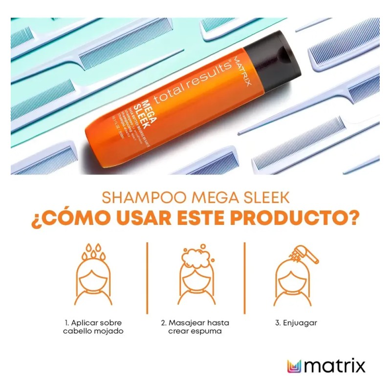 Shampoo Matrix Total Results Mega Sleek Limpiador De 300 Ml