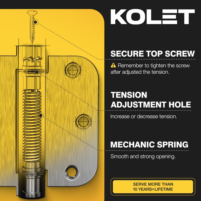 KOLET Self Closing Door Hinges, 3.5 x 3.5 Inches Door