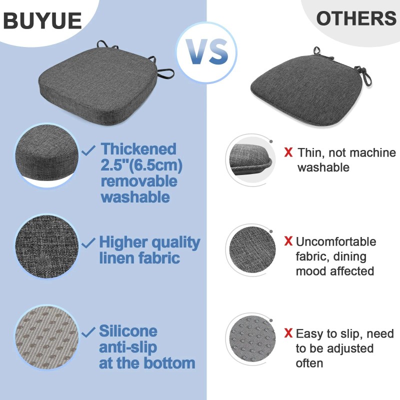 BUYUE Thickened 2.5" Friendly Woven Fabric Dining Chair Cushion, U-Shape